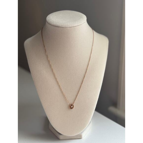 unbrand Jewelry - Rose Gold Circle Pendant Necklace Crystal Dainty Minimalist Jewelry